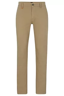 Skarpetki męskie - BOSS Męskie spodnie Schino-Slim D Slim-fit z rozciągliwej bawełny satynowej brązowej, Brązowy, 46 - grafika 1