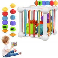 Zabawki sensoryczne - Kostka Elastyczna Sensoryczna Sorter Kwadrat Gumki KLOCKI GRZECHOTKI - miniaturka - grafika 1