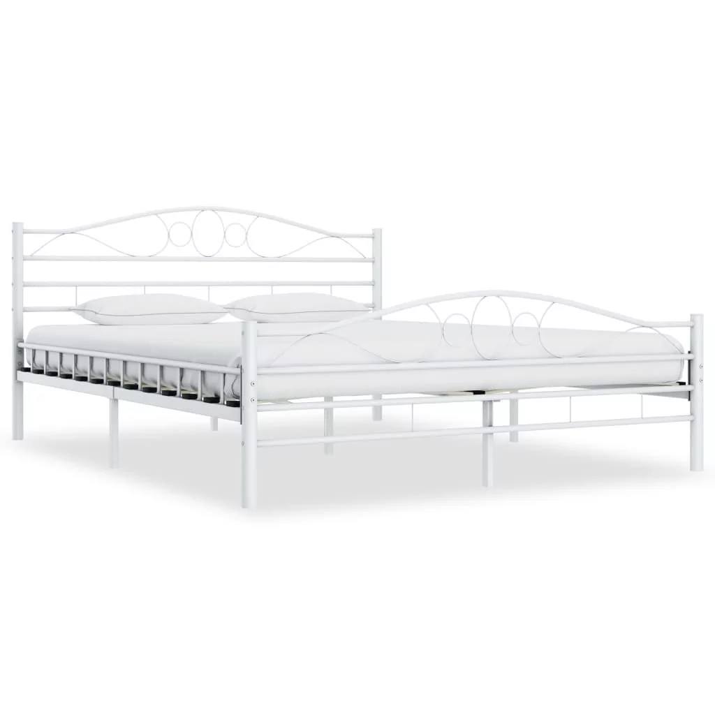 Rama łóżka, biała, metalowa, 140 x 200 cm kod: V-285303