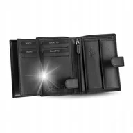 Portfele - Portfel męski skórzany czarny pionowy zapinany slim ochrona RFID - miniaturka - grafika 1