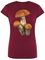 Koszulki i topy damskie - T-Shirt damski nadruk Kozaki Czerwone Grzybki L - miniaturka - grafika 1