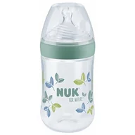 Butelki dla niemowląt - Nuk Butelka For Nature z silikonowym smoczkiem rozm. M, 6 otworów, 0-6 mies., z kontrolą temperatury 260 ml - miniaturka - grafika 1