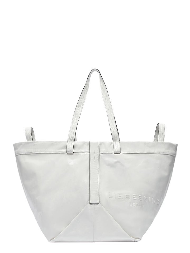 LIEBESKIND BERLIN Skórzany shopper bag w kolorze białym - 47 x 34 x 18 cm
