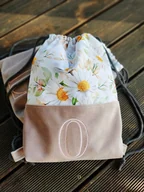 Plecaki worki - Worek/plecak w stokrotki + monogram - miniaturka - grafika 1