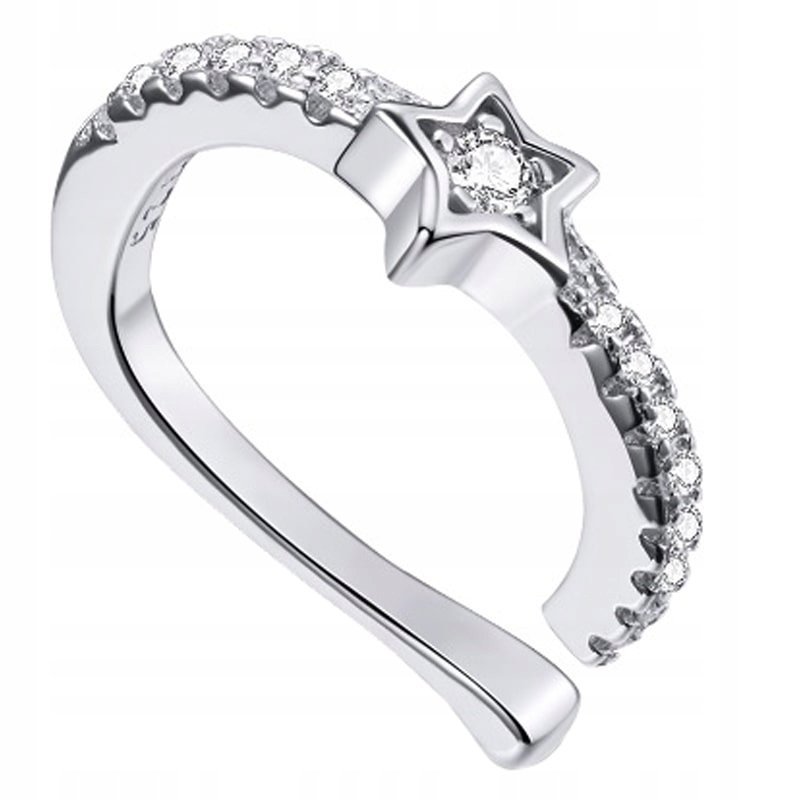 Kolczyk Nausznica Gwiazdka Cyrkonie Kolczyk Srebro 925