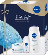 Kosmetyki do kąpieli - Nivea Fresh Soft zestaw Żel pod prysznic 250 ml + antyperspirant roll-on 50 ml + nawilżający krem 100 ml - miniaturka - grafika 1