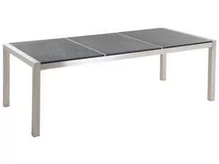 Beliani Stół ogrodowy granit palony dzielony blat 220 x 100 cm czarny GROSSETO 12364 - Stoły ogrodowe - miniaturka - grafika 1