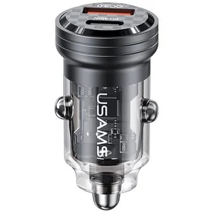 Ładowarka samochodowa USAMS C35 CC175CC01 (US-CC175) 45W Czarno-przezroczysty - Ładowarki samochodowe - miniaturka - grafika 1