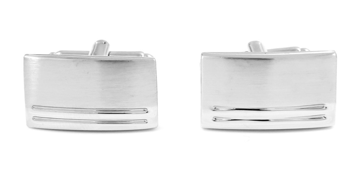 Srebrne spinki do mankietów z dwoma paskami N51