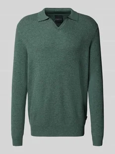 Sweter z dzianiny z kołnierzykiem polo - Swetry męskie - miniaturka - grafika 1