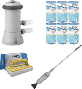 WAYS - Pielęgnacja basenu - Basenowa pompa próżniowa i filtrująca 2271 L/u i 6 filtrów typu A oraz szczotka szorująca WAYS - Baseny ogrodowe - miniaturka - grafika 1