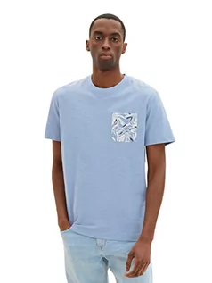 Koszulki męskie - TOM TAILOR Męski T-shirt z kieszenią na piersi, 12364 - Greyish Mid Blue, L - grafika 1