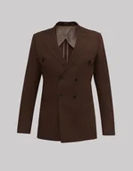 Marynarki męskie - marynarka dwurzędowa do zestawu brignano brąz slim fit - miniaturka - grafika 1