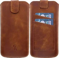 Etui i futerały do telefonów - Burkley Etui na telefon komórkowy iPhone XS Max, etui kompatybilne z Apple iPhone XS Max, etui na telefon komórkowy, skóra bydlęca, z przegródką na karty (antyczny brąz siodła) - miniaturka - grafika 1
