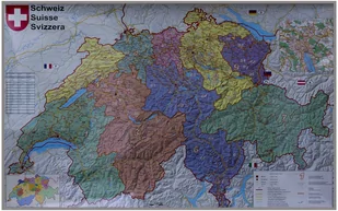 Stiefel, Szwajcaria. Mapa ścienna kody pocztowe na podkładzie do wpinania 1:400 000 - Mapy i plansze edukacyjne - miniaturka - grafika 1