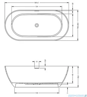 Riho LIMITED Bilbao wanna wolnostojąca ANTHRACITE MAT 169x79cm B118001080 - Wanny z hydromasażem - miniaturka - grafika 2