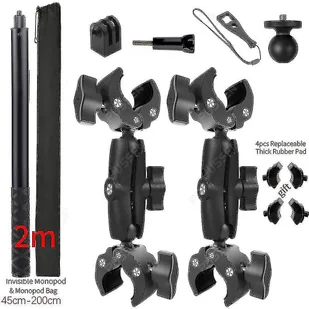 Motocykl Bike Invisible Selfie Stick Monopod Uchwyt do montażu kierownicy dla Gopro Max Hero 11 Insta360 Jeden X2 X3 Akcesoria Zestawy zacisków 2m i 2 - Selfie stick - miniaturka - grafika 1