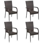 Fotele i krzesła ogrodowe - vidaXL Sztaplowane krzesła ogrodowe, 4 szt., polirattan, brązowe - miniaturka - grafika 1