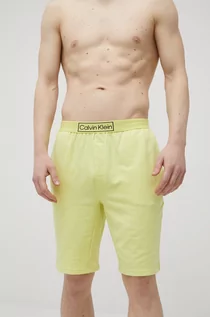 Piżamy męskie - Calvin Klein Underwear szorty piżamowe męskie kolor żółty gładka - grafika 1