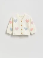 Komplety dla niemowląt - Reserved - Kardigan w serca - złamana biel - miniaturka - grafika 1