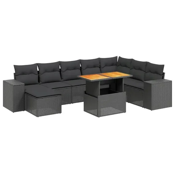 Modułowy zestaw mebli ogrodowych z rattanem PE, czarny, 62-100 x 55 x 44/7