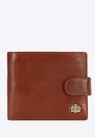 Portfele - Męski portfel ze skóry poziomy jasny brąz - miniaturka - grafika 1