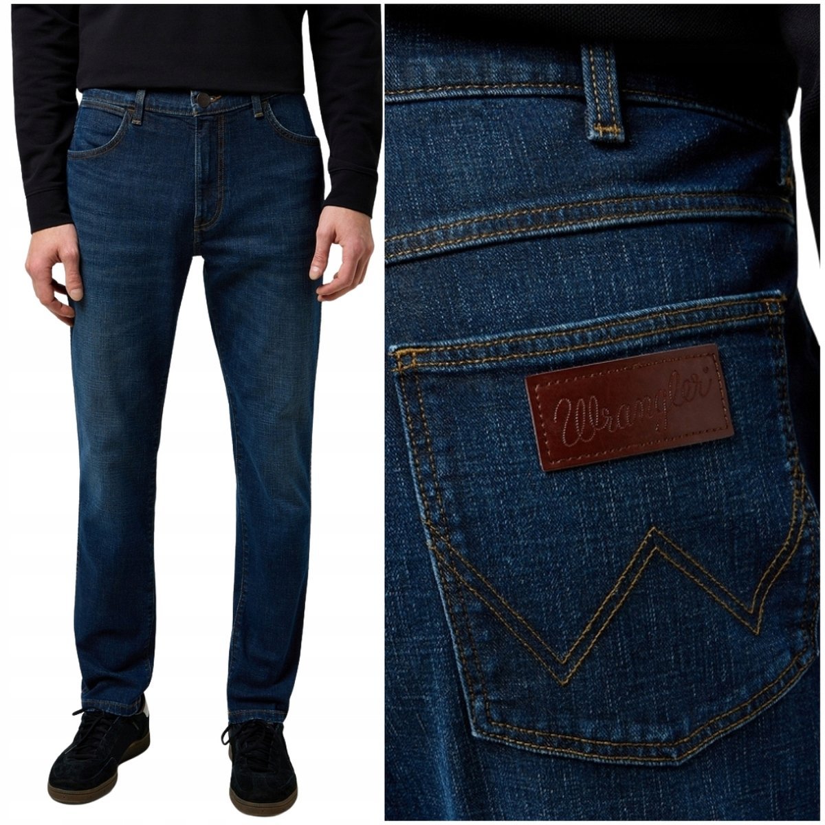 Wrangler LARSTON slim Obsidian dopasowane zwężane spodnie jeansowe W40 L32