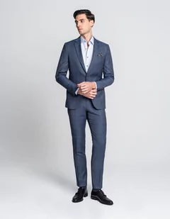 Borgio spodnie bresso niebieski slim fit - Spodnie męskie - miniaturka - grafika 1