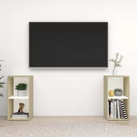 Szafki RTV - vidaXL Lumarko Szafki TV, 2 szt., biel i dąb sonoma, 72x35x36,5 cm, płyta 3079903 - miniaturka - grafika 1