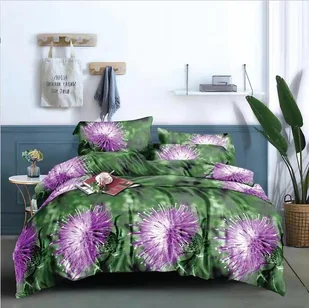 Cotton World Pościel mikrofibra 200x220 4cz FBA05 zielona oset kwiatki kwiatowy sen - Pościel - miniaturka - grafika 1