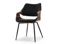 Krzesła - Wygodne Krzesło Tapicerowane Tkaniną Renzo Orzech Czarny - miniaturka - grafika 1