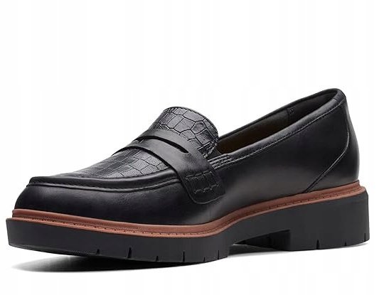 CLARKS MOKASYNY DAMSKIE CZARNE SKÓRZANE 38 16AA