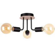 Lampy sufitowe - KET Industrialna LAMPA sufitowa metalowa OPRAWA loftowa sticks czarna drewno KET1190 - miniaturka - grafika 1