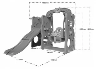 Zjeżdżalnia Huśtawka Koszykówka 3w1 Misiu Biała - Place zabaw - miniaturka - grafika 2