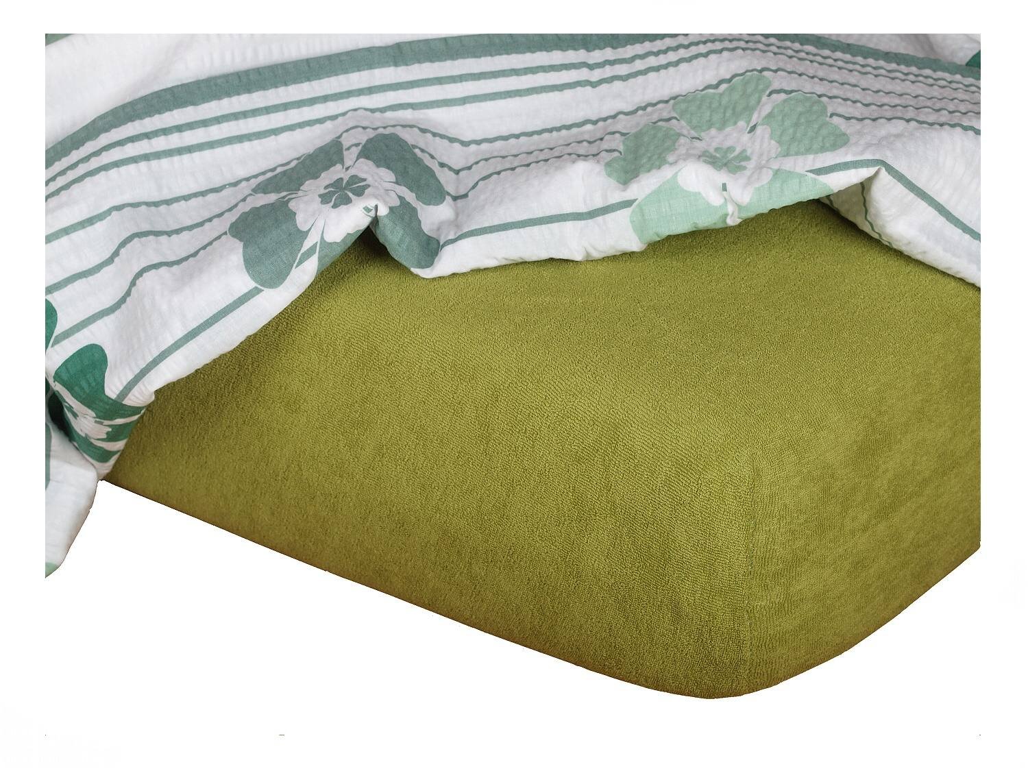 Dadka Prześcieradło frotte oliwkowe 60x120x10 cm