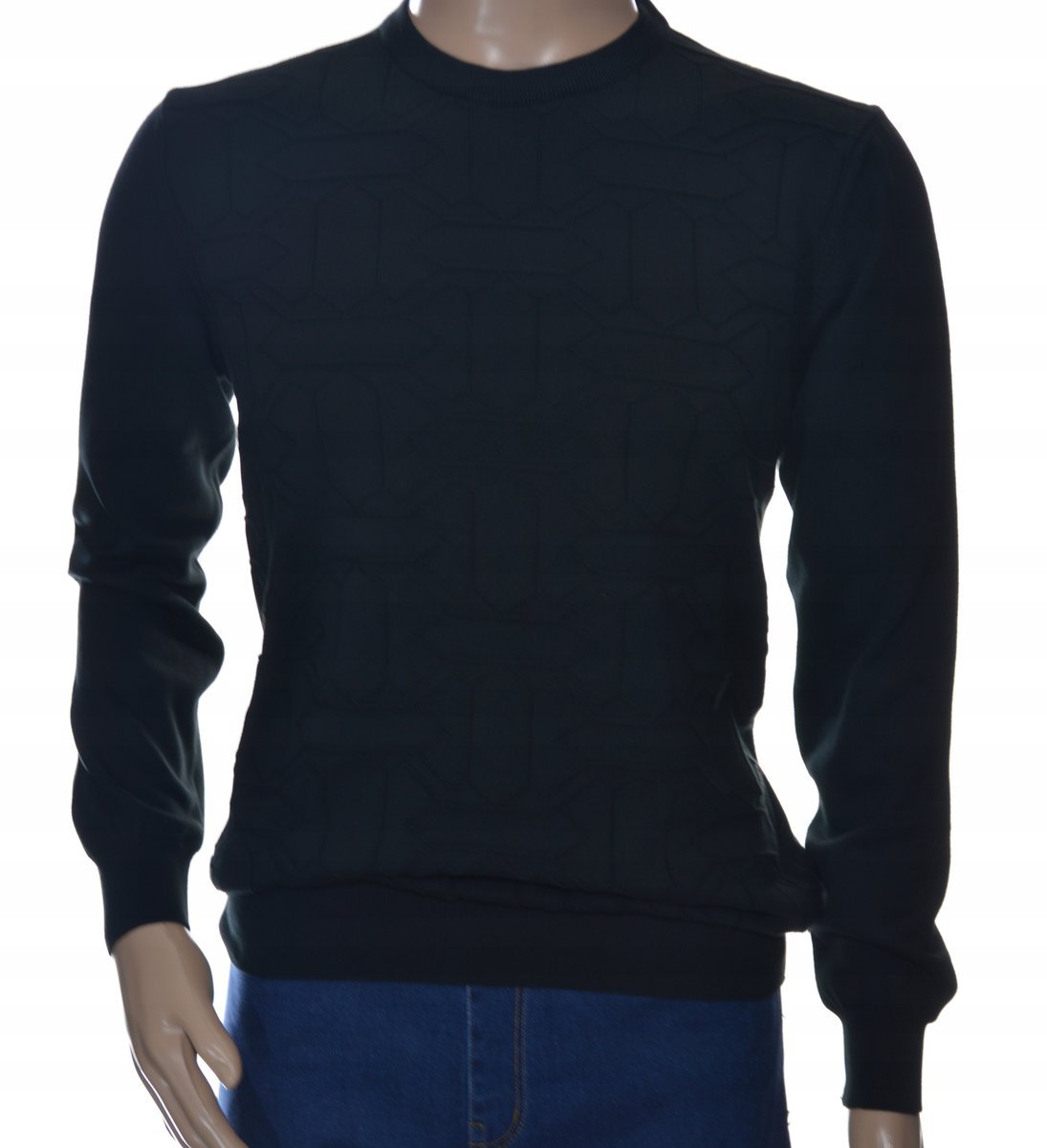 Sweter Męski Z Bawełny Elegancki Bawełniany Czarny 100% Bawełna 2Xl Xxl