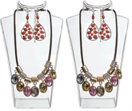 Biżuteria - akcesoria - zestaw 2 sztuk - stojak na biżuterię, stojak na naszyjnik, plastikowy stojak na biżuterię, stojak na kolczyki, stojak na biżuterię, stojak na łańcuszek dla jubilerów - sklepy, stojak ekspozycyjny - przezroczysty - miniaturka - grafika 1