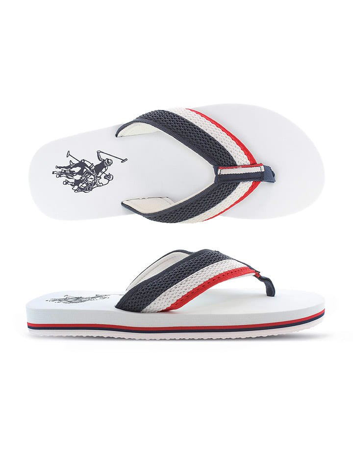 U.S. Polo Assn. Japonki w kolorze białym ze wzorem