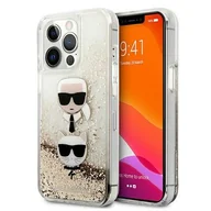 Etui i futerały do telefonów - Karl Lagerfeld KLHCP13XKICGLD iPhone 13 Pro Max 6,7" złoty/gold hardcase Liquid Glitter Karl&Choupette Head KF000873 - miniaturka - grafika 1