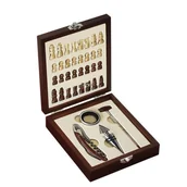 Zestawy do wina - Zestaw do wina z szachami Sublime, brązowy - miniaturka - grafika 1