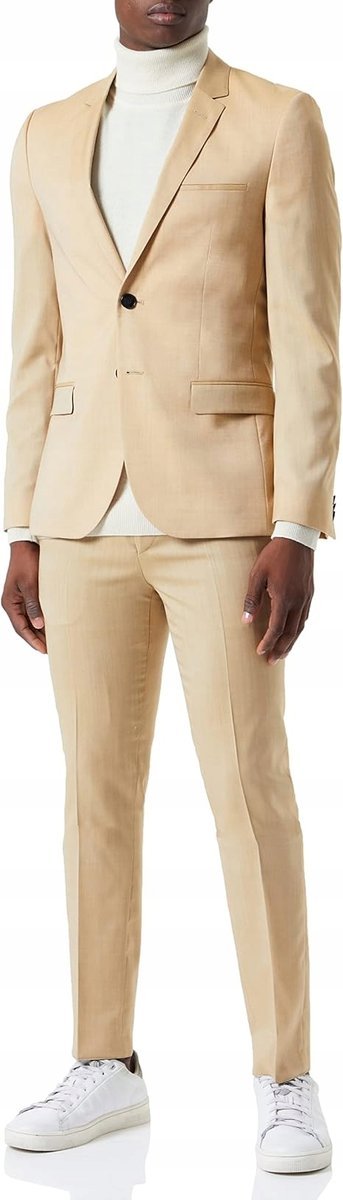 Hugo Beżowy Garnitur Męski Slim Z Klapą Szalową Marynarka I Spodnie 40 J2A