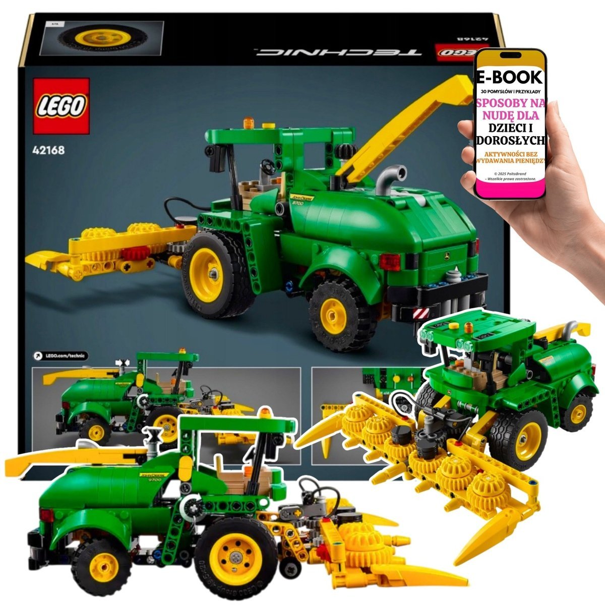 LEGO Maszyna Rolnicza John Deere 9700 – Klocki Technic z Funkcjami, Skrętne Koła, Ruchoma Głowica Zestaw 42168 KLOCKI PREZENT + EBOOK-3