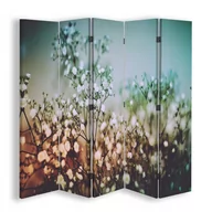 Parawany - Parawan pokojowy FEEBY, Białe kwiatki, Dwustronny 180x170cm 5-częściowy - miniaturka - grafika 1