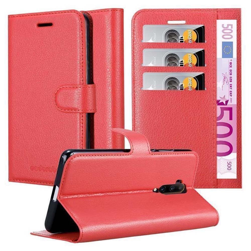 Etui Cadorabo do OnePlus 7T PRO w kolorze KARMIN RED Etui na telefon komórkowy z magnetycznym zamknięciem, funkcją podstawki i miejscem na kartę Etui Etui ochronne Etui z klapką w stylu książki