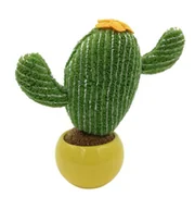 Figurki dekoracyjne - Kaktus figurka tkanina z kwiatkiem doniczka ceramiczna - miniaturka - grafika 1
