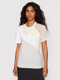 Koszulki i topy damskie - Adidas T-Shirt adicolor Split Trefoil HC7041 Szary Regular Fit - grafika 1