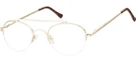 Okulary korekcyjne, oprawki, szkła - Okulary oprawki korekcyjne metalowo-żyłkowe Okrągłe 786C złote - miniaturka - grafika 1