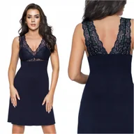 Bielizna nocna - Koszula nocna koronkowa koszulka nocna BABELLA Larisa granatowa XL 46 48 - miniaturka - grafika 1