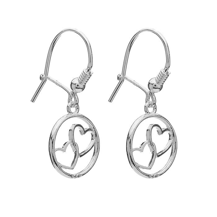 Kolczyki kółeczka z sercami srebrne