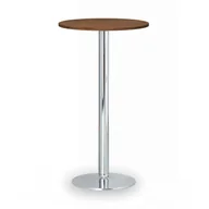 Stoły i stoliki do biura - B2B Partner Stolik wysoki Olympo II, średnica 600 mm, chromowana podstawa, płyta orzech 423222 - miniaturka - grafika 1